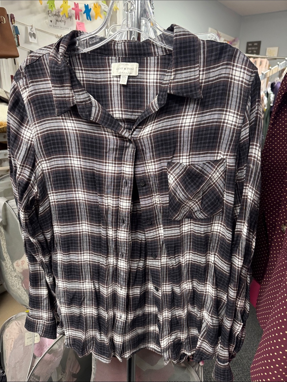 Lucky brand plaid button down M // 092075